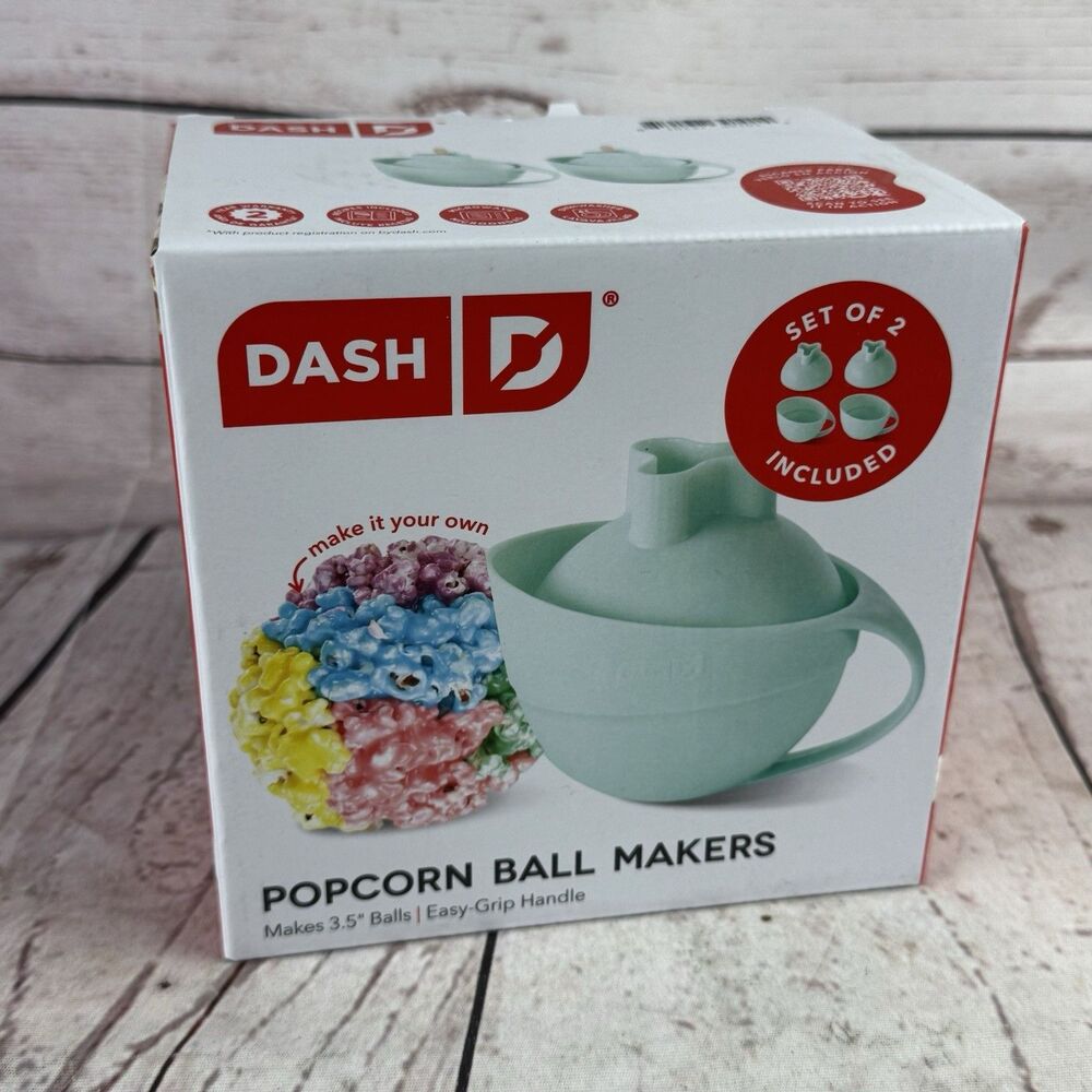 Dash Popcorn Ball Maker Set of 2 Aqua 3.5 Inch Easy Grip Snack Molds